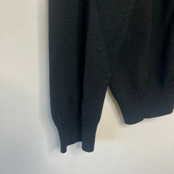 Pronto Uomo Men's Black Merino Wool Sweater XL Preppy Classic V-Neck Knit - Picture 4 of 6